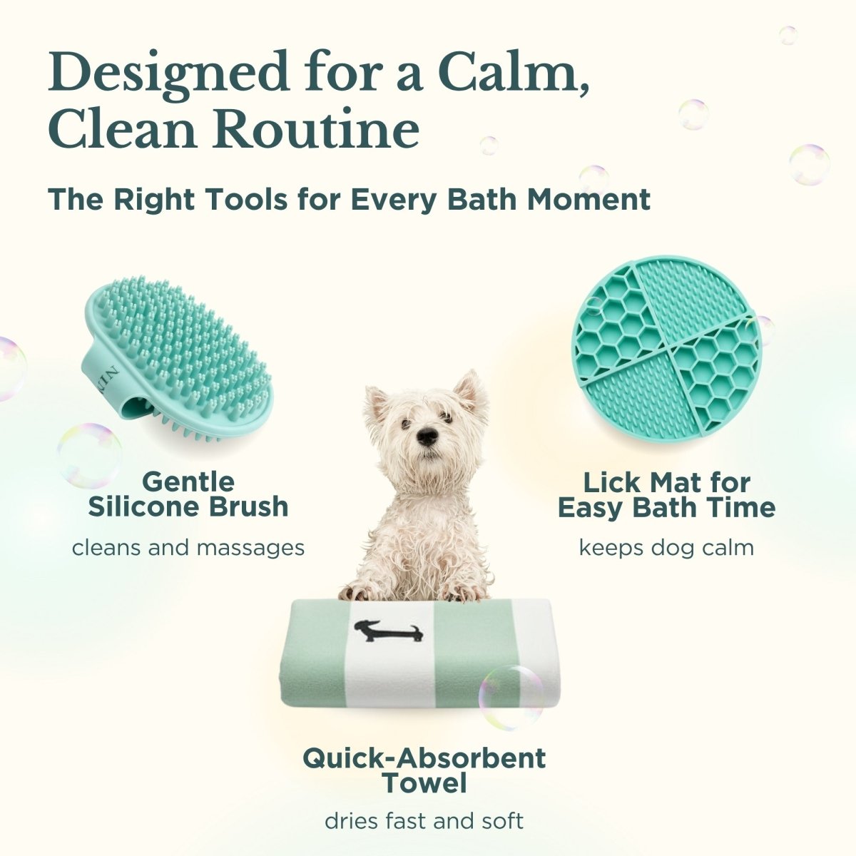 Lifestyle view of Bath Kit for Dogs – Grooming Set in use — view 2