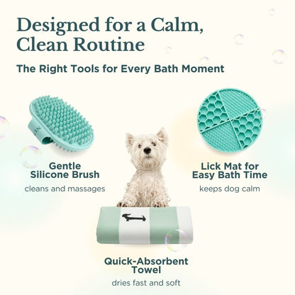 Lifestyle view of Bath Kit for Dogs – Grooming Set in use — view 2
