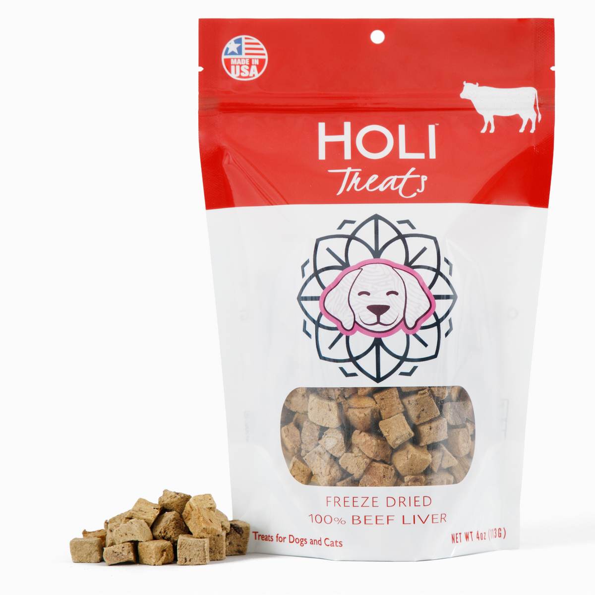 Large bag of HOLI Freeze-Dried Beef Liver Dog Treats