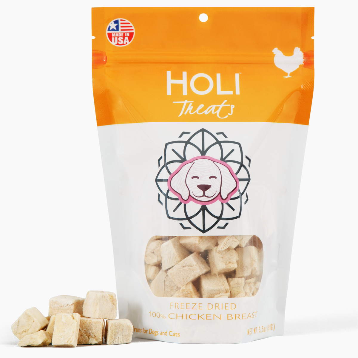Large bag of HOLI Freeze-Dried Chicken Breast Dog Treats