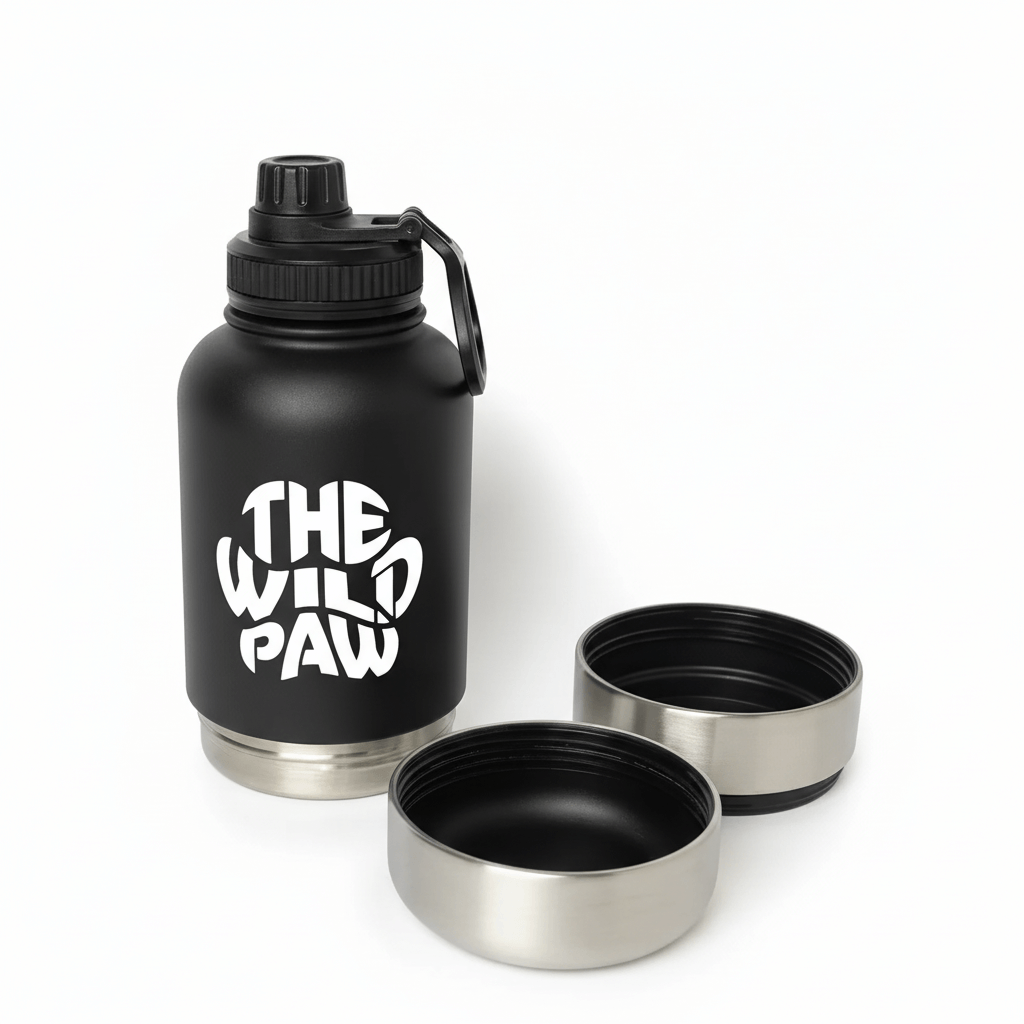 WildSip 3-in-1 Hydro Flask - Black with detachable bowls separated