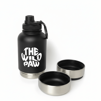 WildSip 3-in-1 Hydro Flask - Black with detachable bowls separated