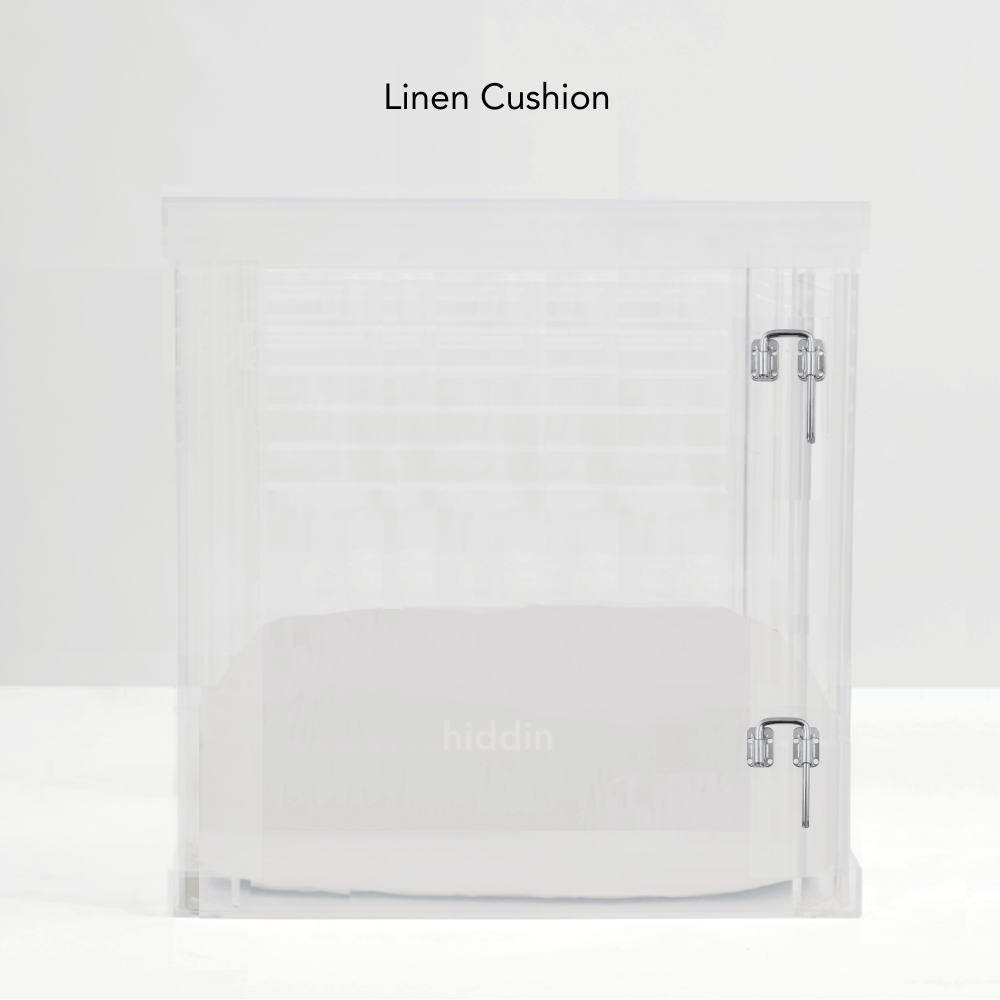 Hiddin Medium Clear Pet Crate Lucite panel detail