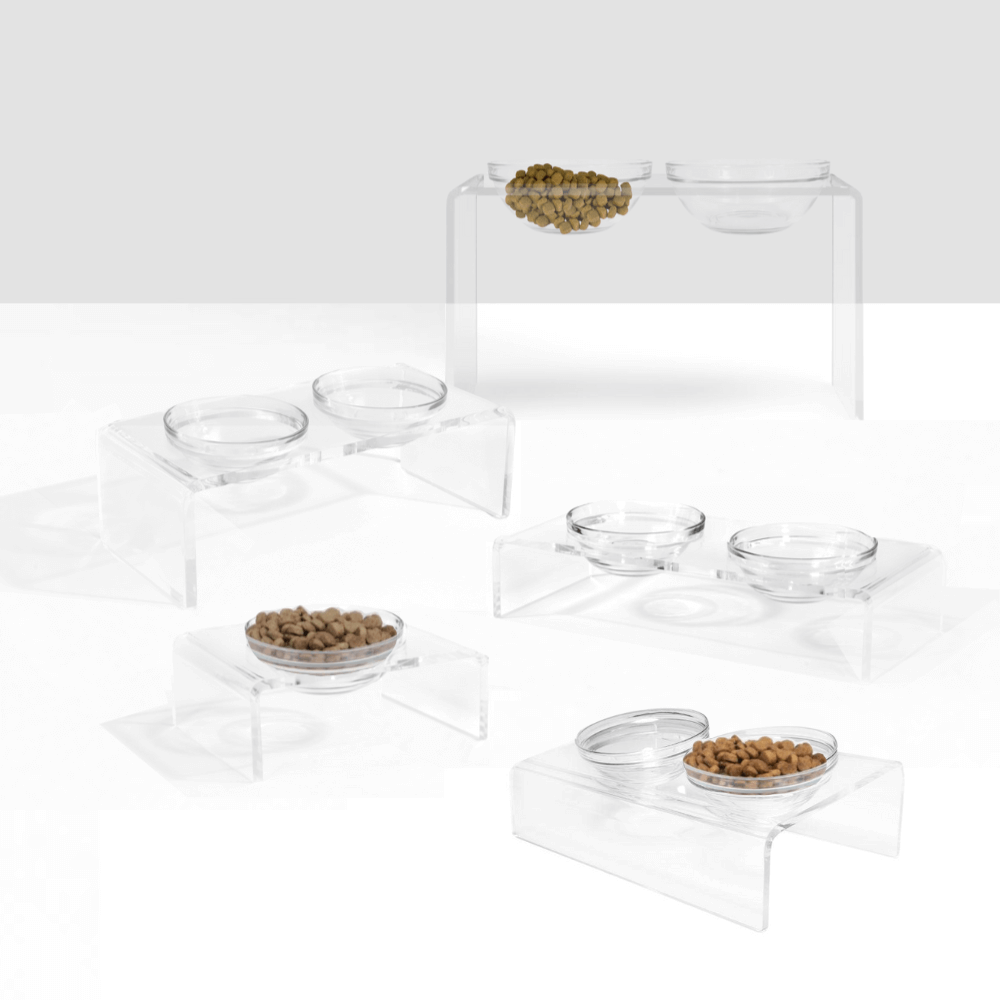 Clear Double Glass Bowl Feeder