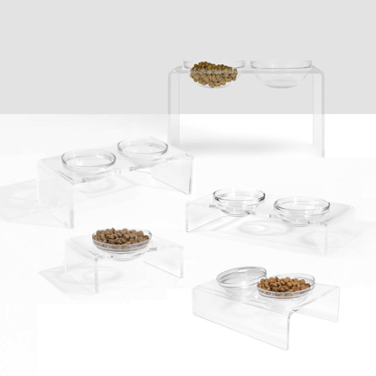 Clear Double Glass Bowl Feeder