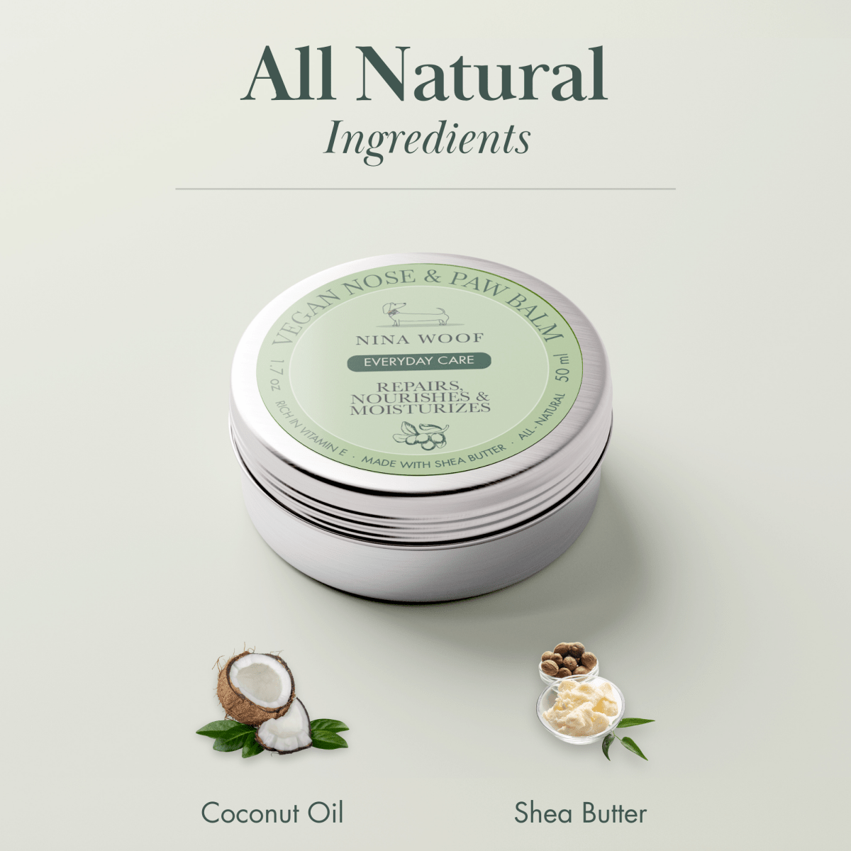 Vegan Nose & Paw Balm with coconut oil and shea butter