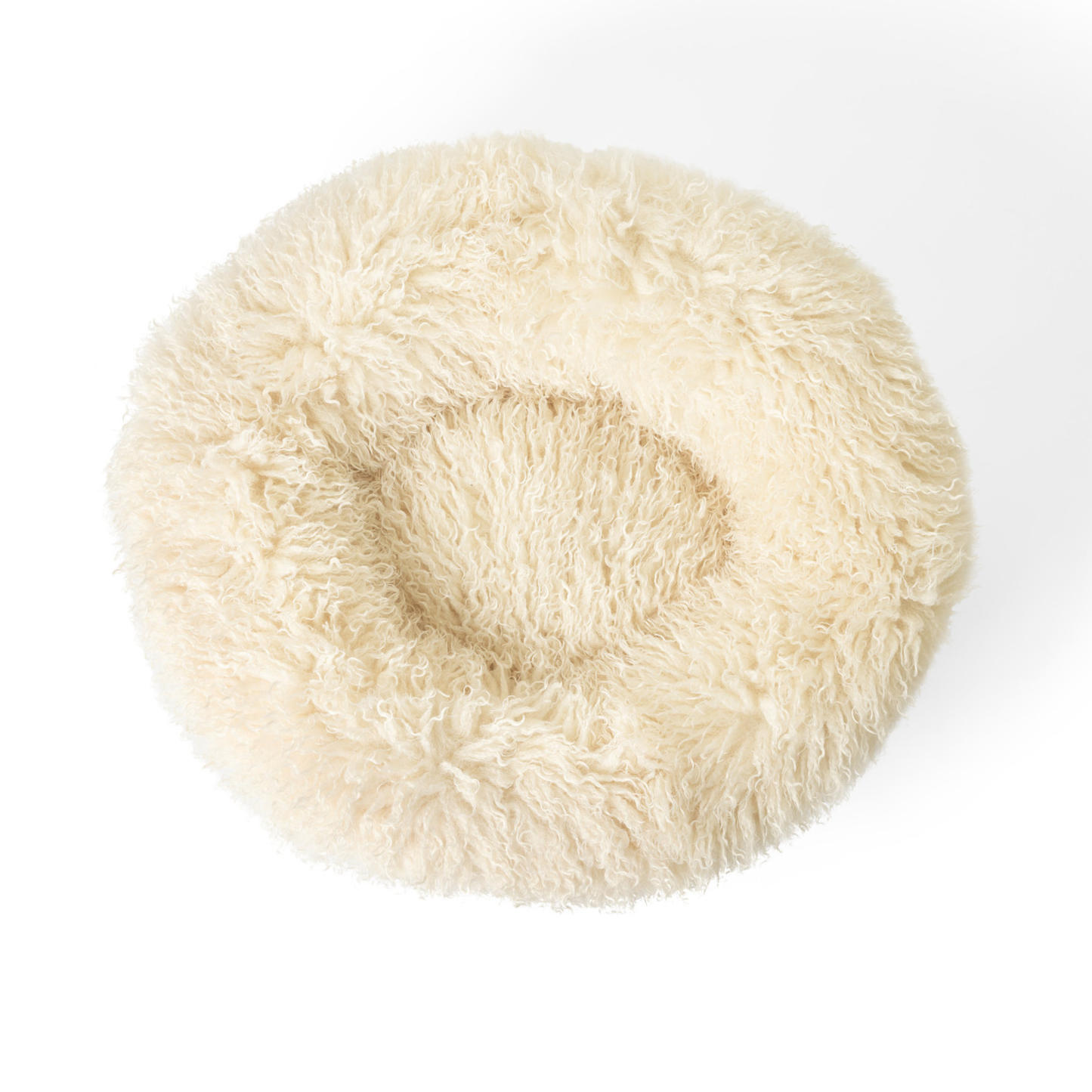 PupPouf plush sheep ivory donut dog bed interior detail