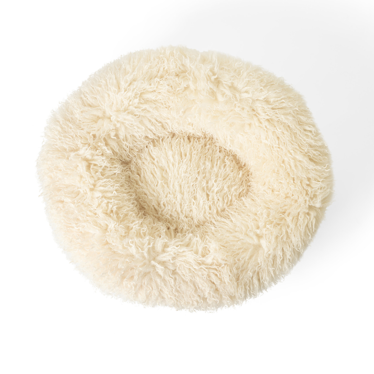 PupPouf plush sheep ivory donut dog bed interior detail