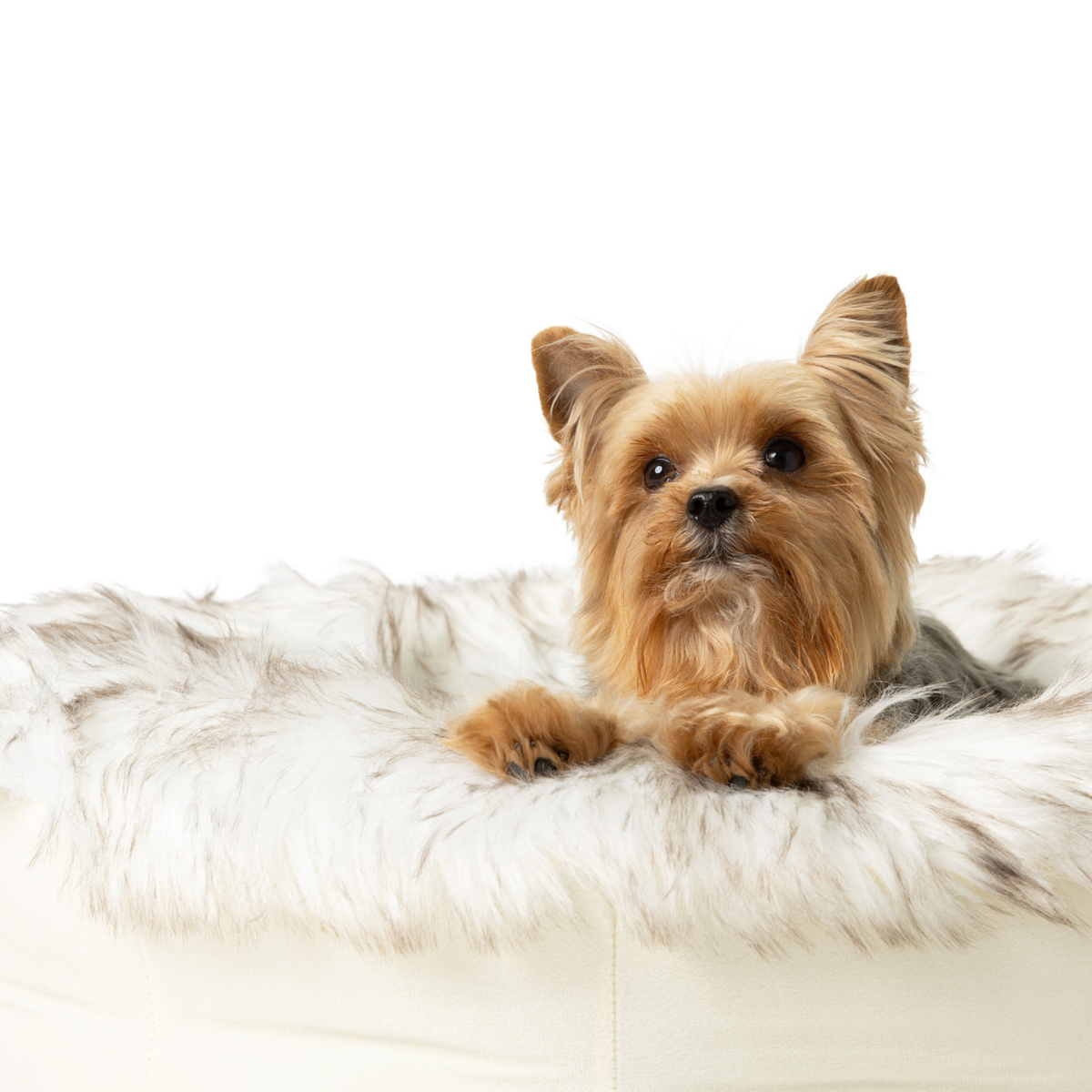 PupPouf faux fur donut dog bed - product detail graphic