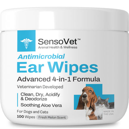 Product packaging for Ear Wipes for Dogs & Cats - 100 Wipes by SensoVet