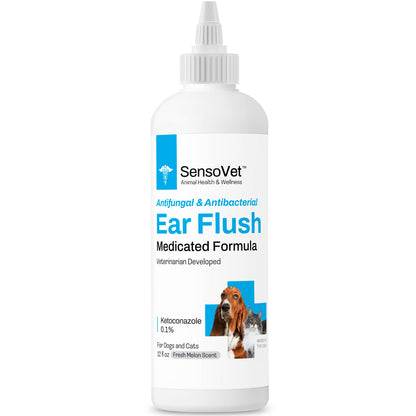 Medicated Ear Flush for Dogs & Cats - 12 oz by SensoVet - product packaging