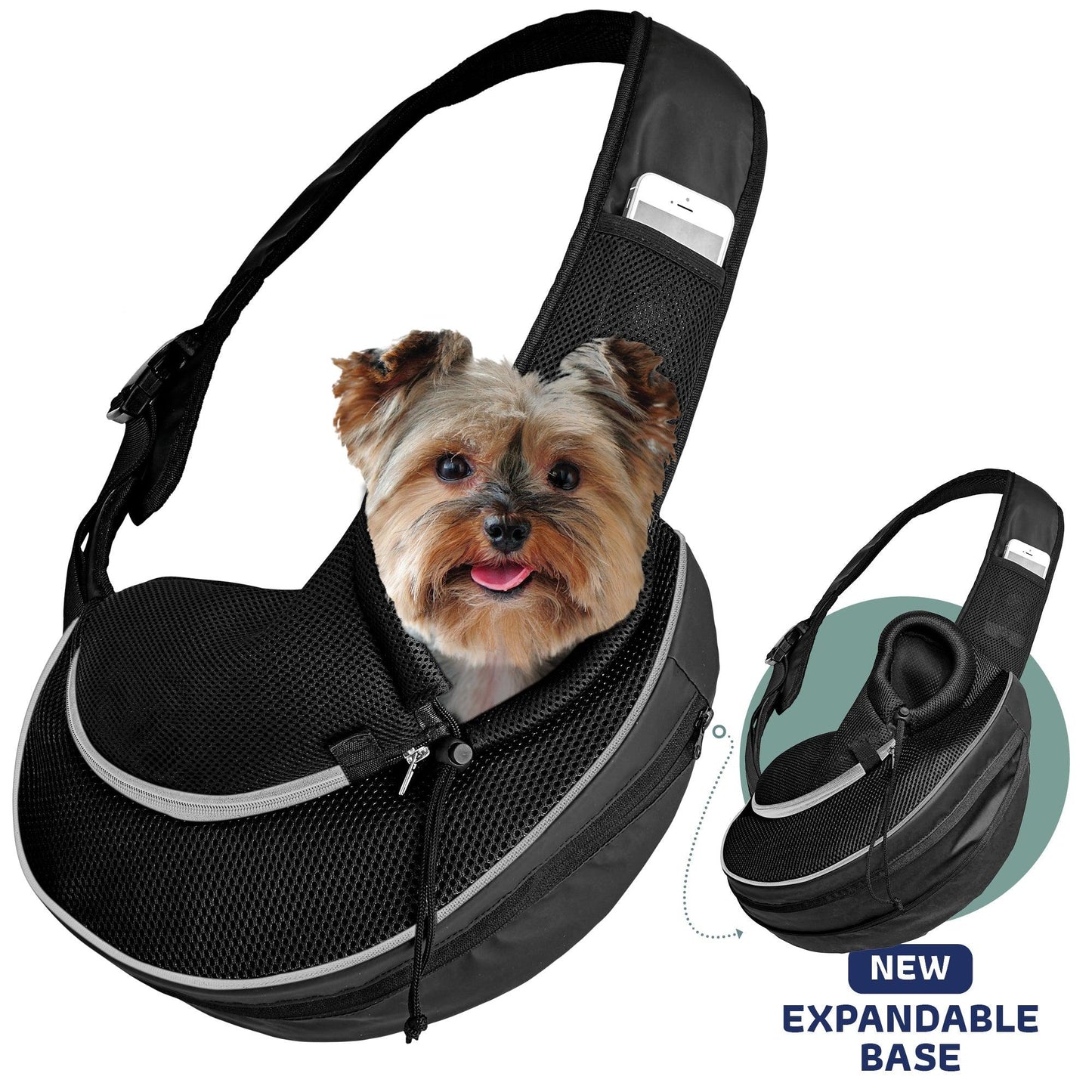 Bolsa bandolera expandible para mascotas pequeñas