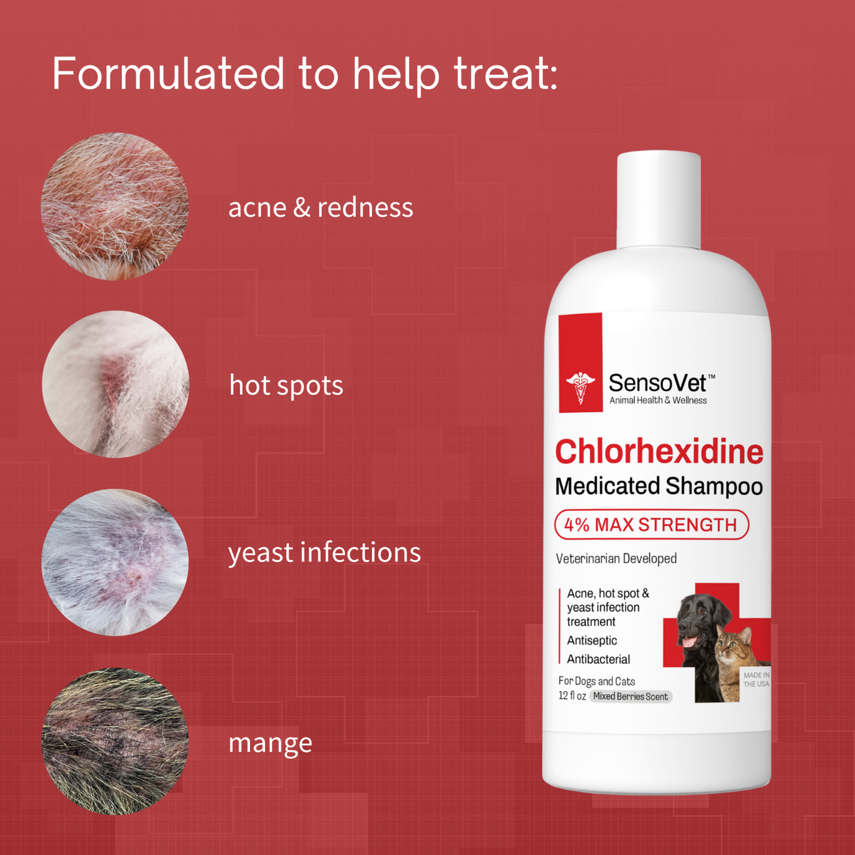 Chlorhexidine 4% Medicated Shampoo for Dogs & Cats by SensoVet - product detail image 3