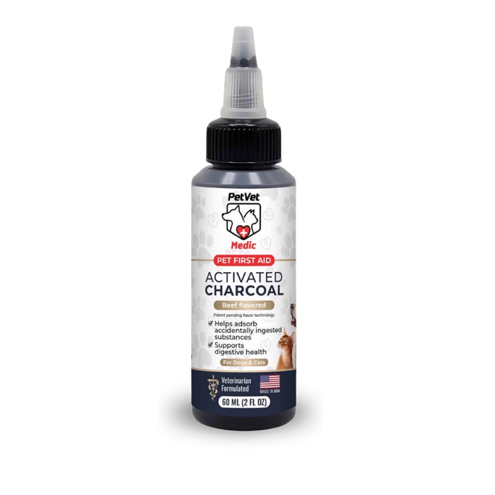 Paquete y opciones de tamaño de PetVet Medic® Gel de carbón activado para perros y gatos - 60 mL