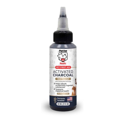 Paquete y opciones de tamaño de PetVet Medic® Gel de carbón activado para perros y gatos - 60 mL