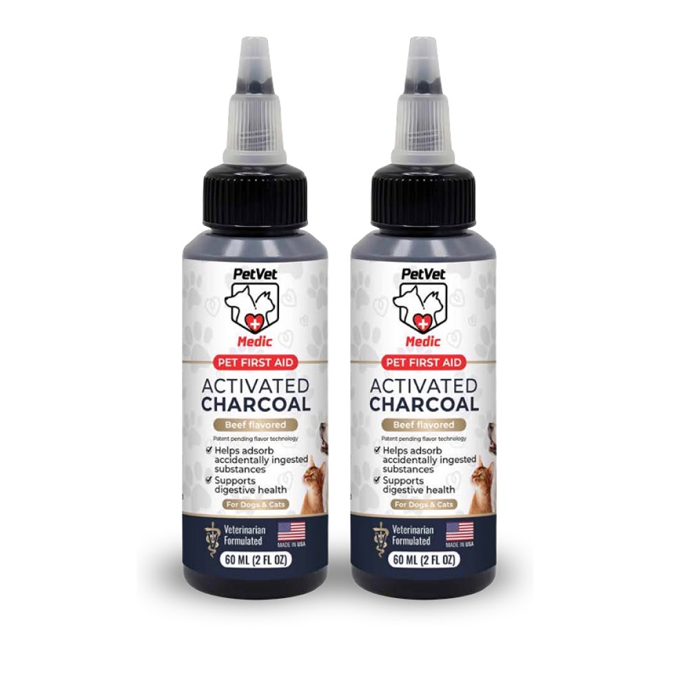 Paquete y opciones de tamaño de PetVet Medic® Gel de carbón activado para perros y gatos - 60 mL