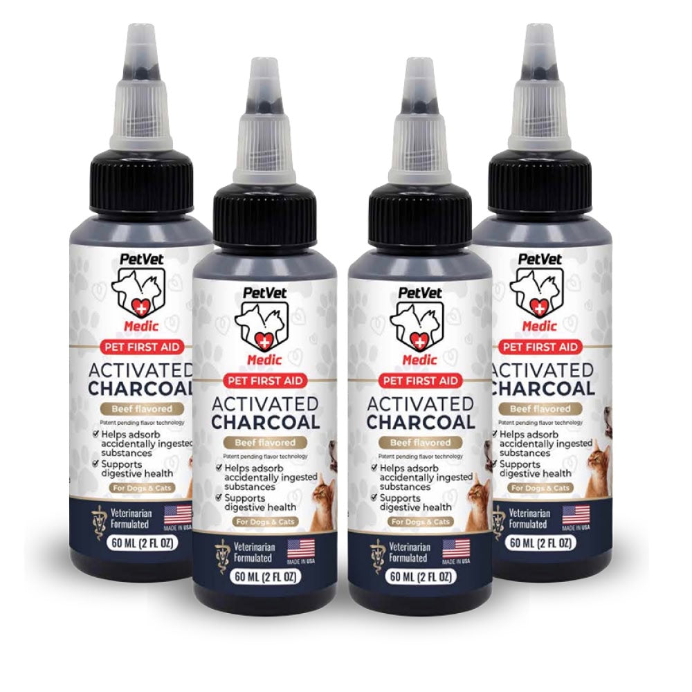 Paquete y opciones de tamaño de PetVet Medic® Gel de carbón activado para perros y gatos - 60 mL