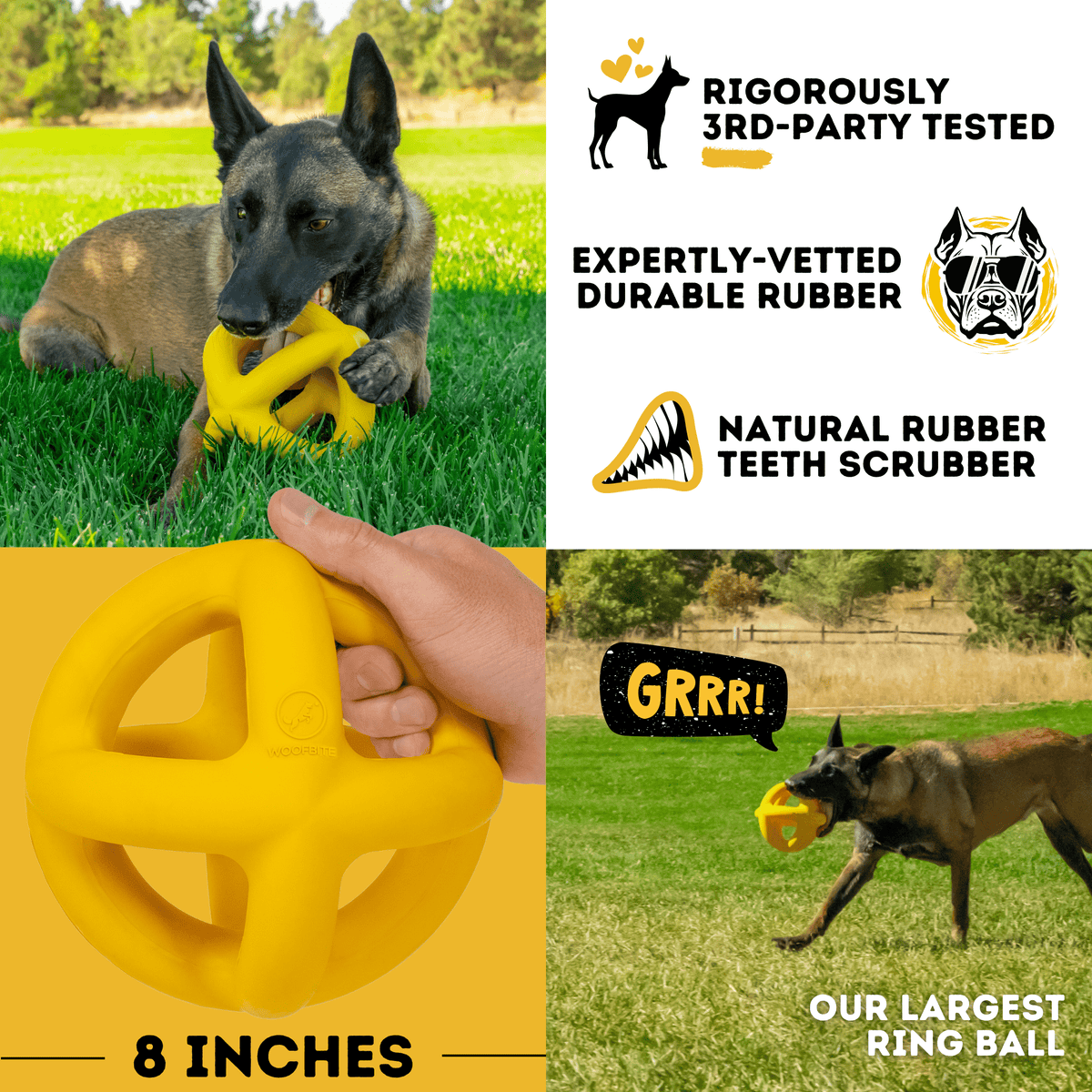 Monster K9 Giant Halo Ball yellow dog toy product detail