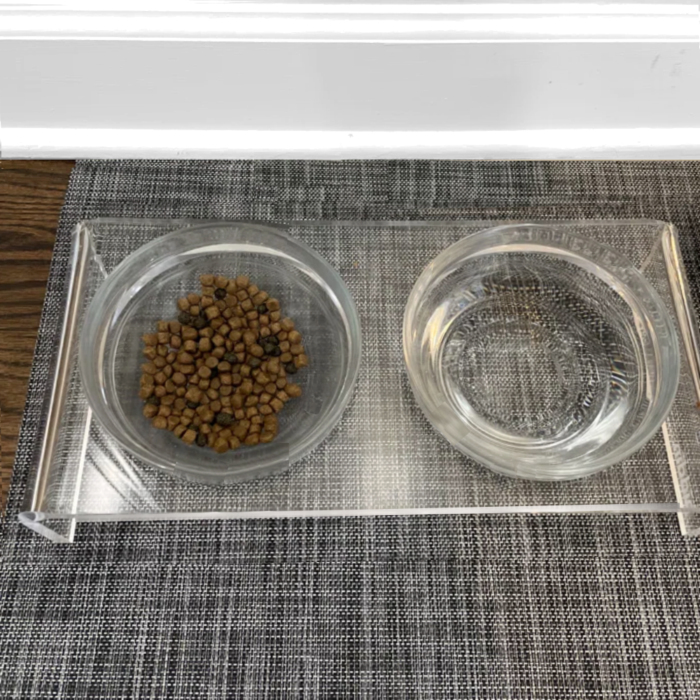 Clear Double Glass Bowl Feeder