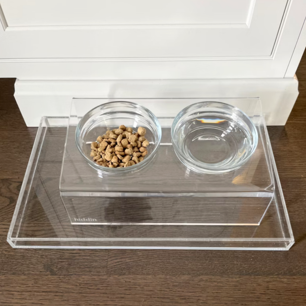 Clear Double Glass Bowl Feeder