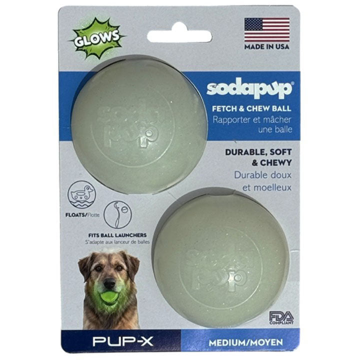 Primary product view of Glow-in-the-Dark Glitter Ball Dog Toy - 2 Pack by SodaPup