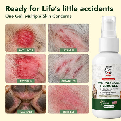 Detalle de cuidado de heridas de PetVet Medic® Hidrogel para heridas de perros y gatos - 3 oz