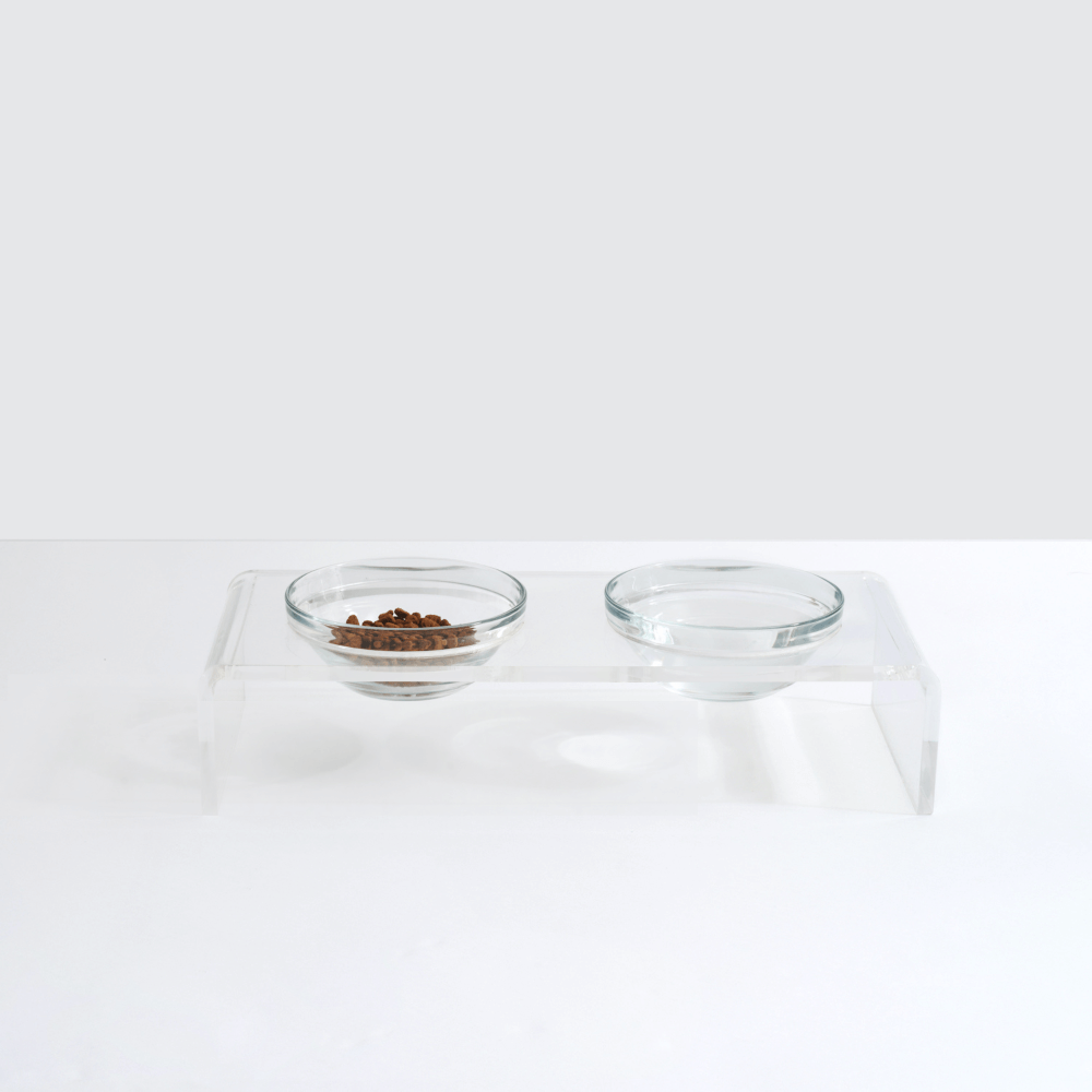 Clear Double Glass Bowl Feeder