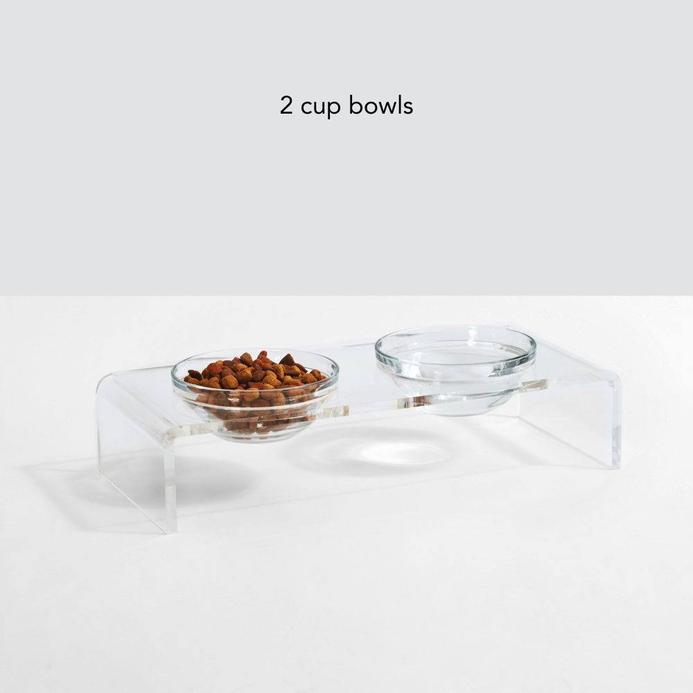 Clear Double Glass Bowl Feeder