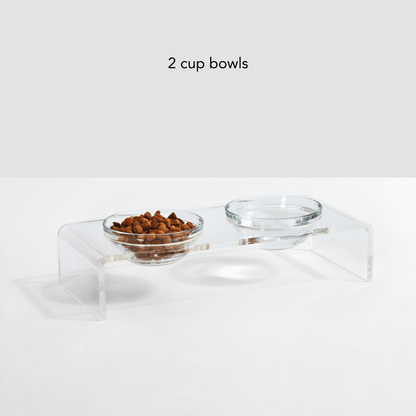 Clear Double Glass Bowl Feeder