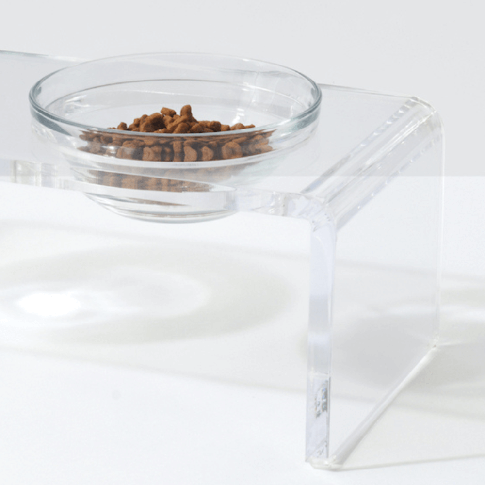 Clear Double Glass Bowl Feeder
