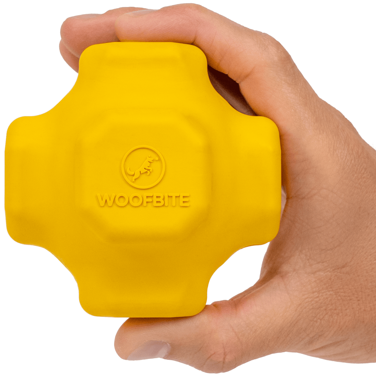 Monster K9 Juke Ball bright yellow rubber dog toy