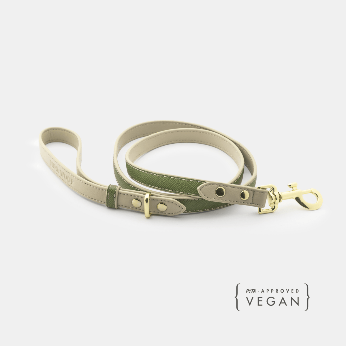 Nina Woof Copenhagen Vegan Leather Dog Leash in Olive