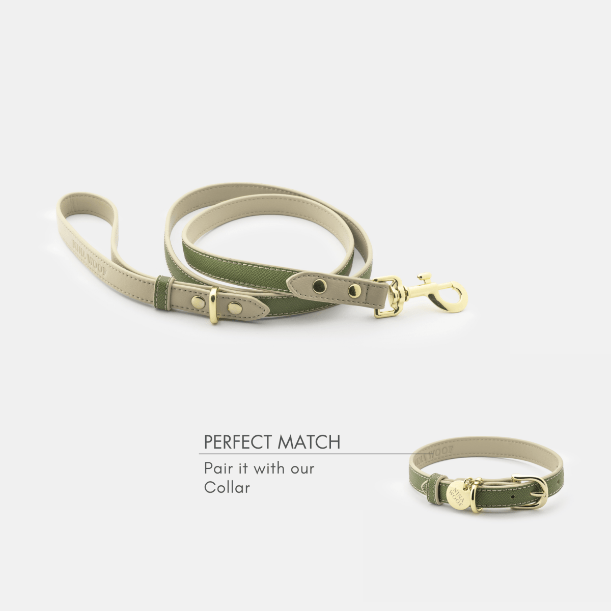 Copenhagen Olive vegan leather leash hardware detail