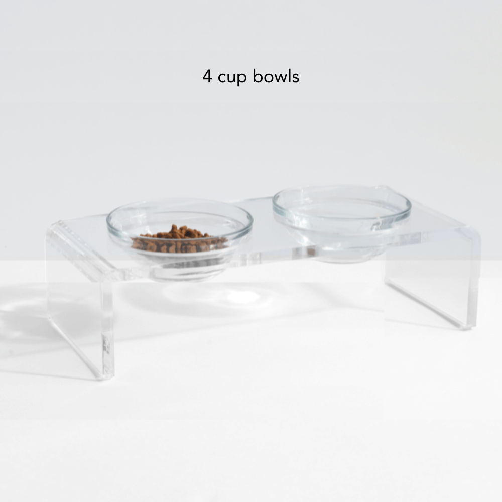 Clear Double Glass Bowl Feeder