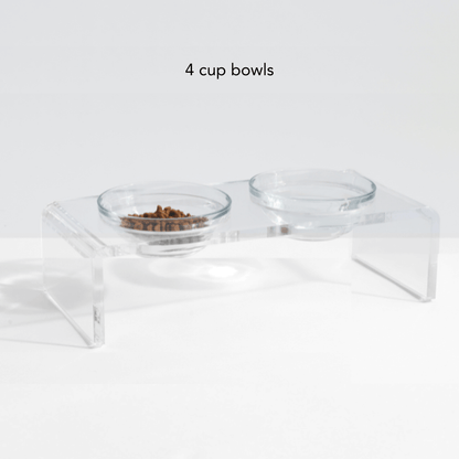 Clear Double Glass Bowl Feeder