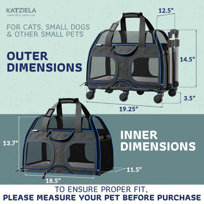 Luxury Rider Rolling Pet Carrier