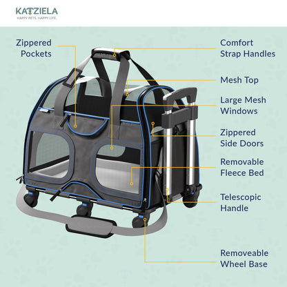 Luxury Rider Rolling Pet Carrier