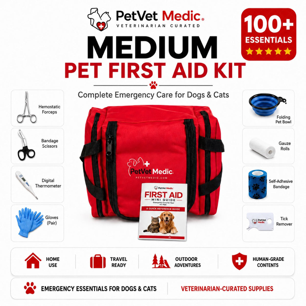 PetVet Medic® Medium Pet First Aid Kit - 100+ Piece product image