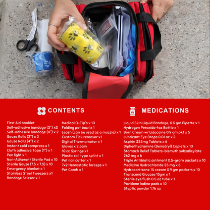 PetVet Medic® Medium Pet First Aid Kit - 100+ Piece kit contents