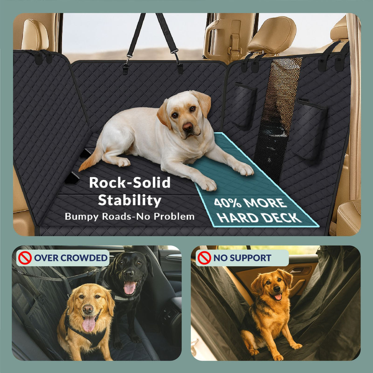 Lifestyle view of XL Hammock Dog Car Seat Cover in use — view 2