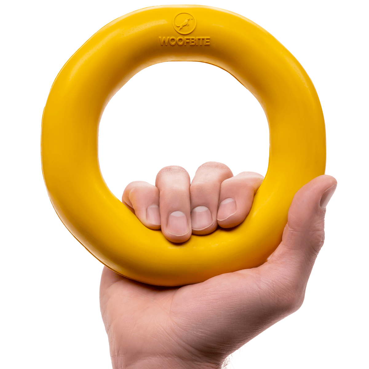Clutch Ring™ yellow natural-rubber dog toy