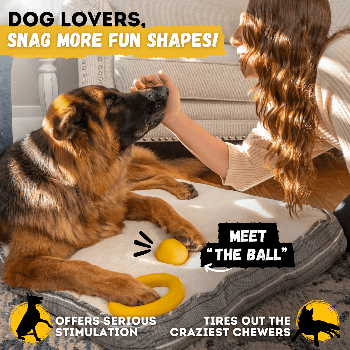 Clutch Ring™ yellow natural-rubber dog toy alternate product view