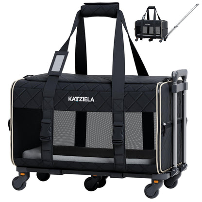 Katziela Quilted Chariot Rolling Pet Carrier