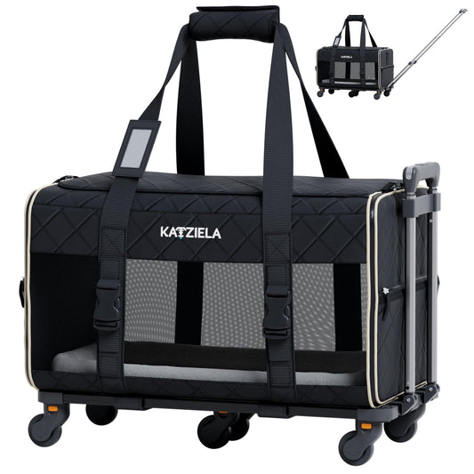Katziela Quilted Chariot Rolling Pet Carrier