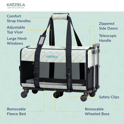 Katziela Quilted Chariot carrier shown without wheels