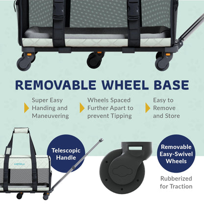 Quilted Chariot rolling pet carrier side profile