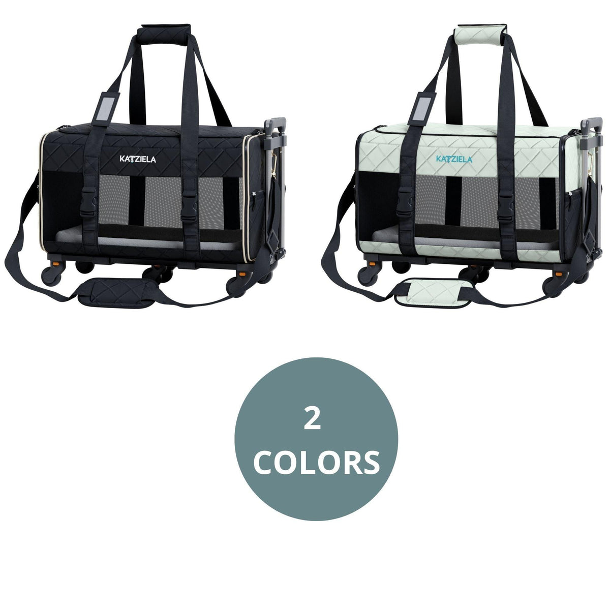 Quilted Chariot pet carrier with removable wheels