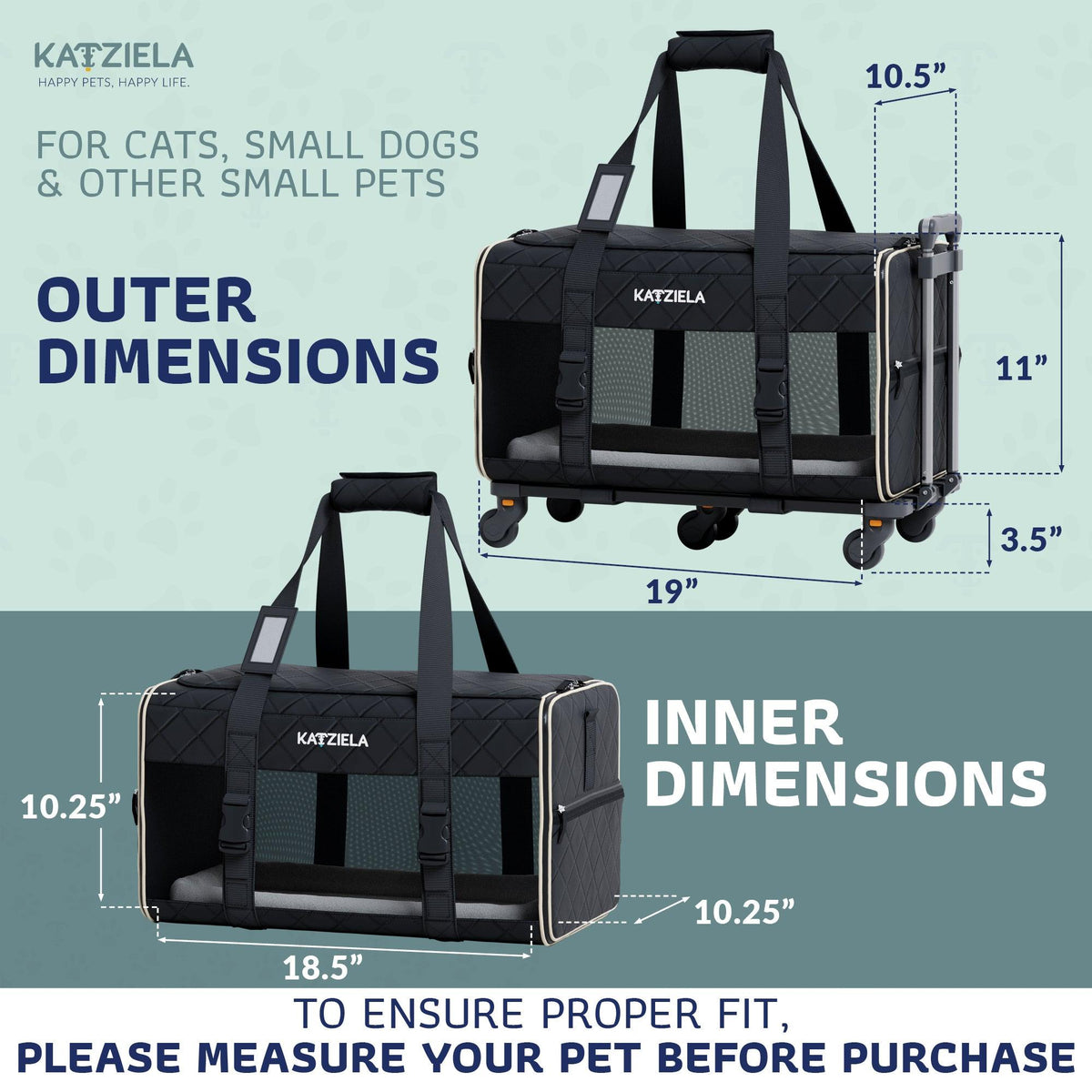 Quilted Chariot rolling pet carrier front view