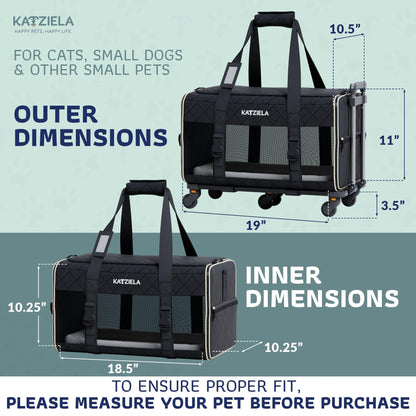 Quilted Chariot rolling pet carrier front view