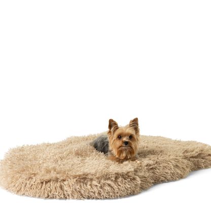 Medium PupRug Luxe Plush Sheep Tan dog bed